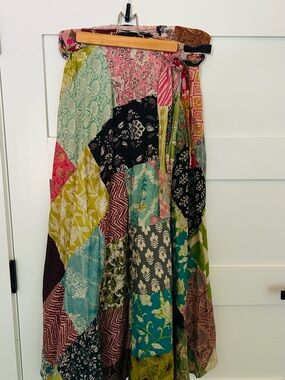 Patchwork A-Line Maxi Skirt - Multi